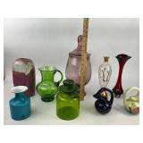 Vintage Glass Lot - Vase, Bowl, Pitcher, Canister, Blown Glass