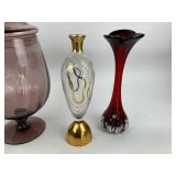Vintage Glass Lot - Vase, Bowl, Pitcher, Canister, Blown Glass
