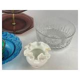 Vintage Glass Lot - Anchor Hocking Hobnail, Tiered Plate Stand, Bowl