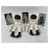 Pair of Vintage Porcelain Doll Parts and Postcards