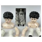 Pair of Vintage Porcelain Doll Parts and Postcards
