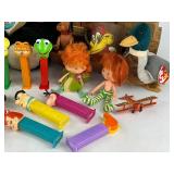 Vintage Toy Lot - Teddy Bear, Pez, Train Cars, Strawberry Shortcake