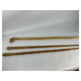 Three Wood Walking Sticks - Eagle Head, Brass Knob