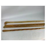 Three Wood Walking Sticks - Eagle Head, Brass Knob