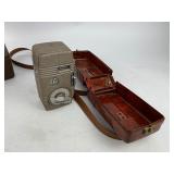 Vintage Revere Reel to Reel Movie Camera w/Caringing Case + Home Movies and Empty Canisters in Metal Box