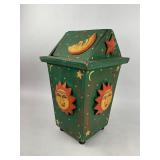Sun & Moon Wood Trash Can
