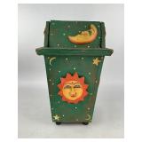 Sun & Moon Wood Trash Can