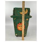 Sun & Moon Wood Trash Can