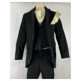 Antique Three Piece Mens Suit with Shirt and two Collars