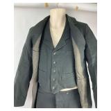Antique Three Piece Mens Suit with Shirt and two Collars