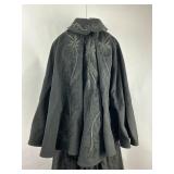 Antique Victorian Edwardian Black Wool Cape and Walking Suit Gown Dress