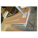 Two tables 84x24, one is missing a leg, grey surface