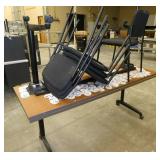 Two 72x24 Flip-top table on wheels and 4 chairs