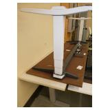 White 80x24 table and Steelcase Woodgrain 78x30 both electric adjustable height tables