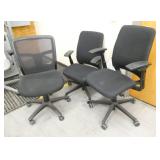 3 black chairs of various type