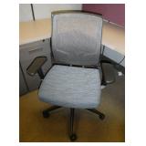 5 office chairs, blue striped seat