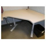 Adjustable height corner desk 48 inches each corner side against the wall