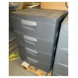 TWO 4 drawer plastic storage cabinet, heavy duty 19d x 25w x 35tall