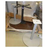 41 inch square table and 2 large round table bases