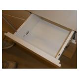 Three white metal file cabinets 11 wide 19 deep 23 high