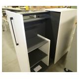 Two Wood laminate locking cubicle cabinet 15x30x48 with slide out storage