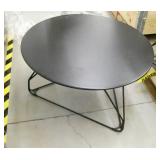Two Herman Miller round tables 32 inch diameter, and a table top sound barrier