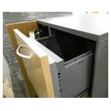 Matching wardrobe, file cabinet and desktop, all steel, woodgrain look