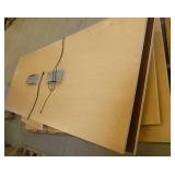 Two powered table tops with wood panel legs??