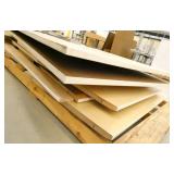 Two powered table tops with wood panel legs??