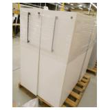 Three Wood laminate locking cubicle cabinet 15x30x48 with slide out storage