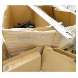Cubicle parts, 2 boxes floor/wall moulding, weird table/cube components