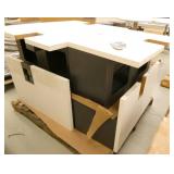 Cubicle parts, 2 boxes floor/wall moulding, weird table/cube components