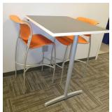 Three hi-top cafe tables and 6 chairs