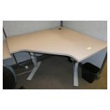 Adjustable height corner desk 48 inches each corner side against the wall