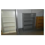 3 bookcases 2 steel and 1 wood