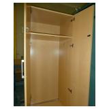 Tall tan laminate coat closet and matching lateral file cabinet