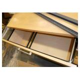 Tall tan laminate coat closet and matching lateral file cabinet