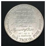 1973 U.S.S. Constitution 1 Troy Ounce Fine Silver Round