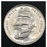 1973 U.S.S. Constitution 1 Troy Ounce Fine Silver Round