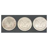 Lot of 3 Standing Liberty Quarters (Unknown Dates)