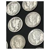 Lof of 12 Silver Dimes (90% Silver) - Mercury & Roosevelt