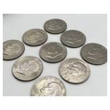 Lot of 9 Eisenhower Dollars