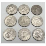 Lot of 9 Eisenhower Dollars
