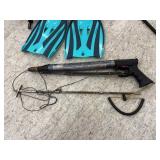 Scuba Equipment - Speargun, Diving Fins, Dive Light, Tank Harness & Gear Bag