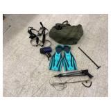 Scuba Equipment - Speargun, Diving Fins, Dive Light, Tank Harness & Gear Bag