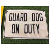 Metal Guard Dog on Duty Sign & Dog Reg. Sign