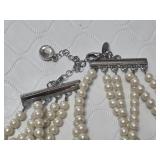 Pearl Necklace Lot including Ribbon Tie and Multi-Strand Clasp Necklaces