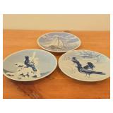 Lot of (3) - Crows in Snow, Cock of the Woods in Treetop, Sailing Ship Porsgrund Collector's Plates (Norway)