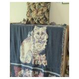 Cat theme Throw Blanket 70'x45', Large Cat Pillow, Door Knob Cat Pillow