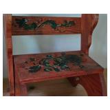 Vintage Children's Foot Stool - Handpainted Rosemaling